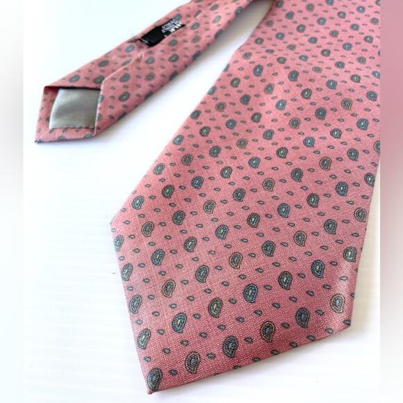 Italian Silk Neck Tie Marina Di Carrara Pink Paisley Preppy Collegiate - Picture 2 of 7